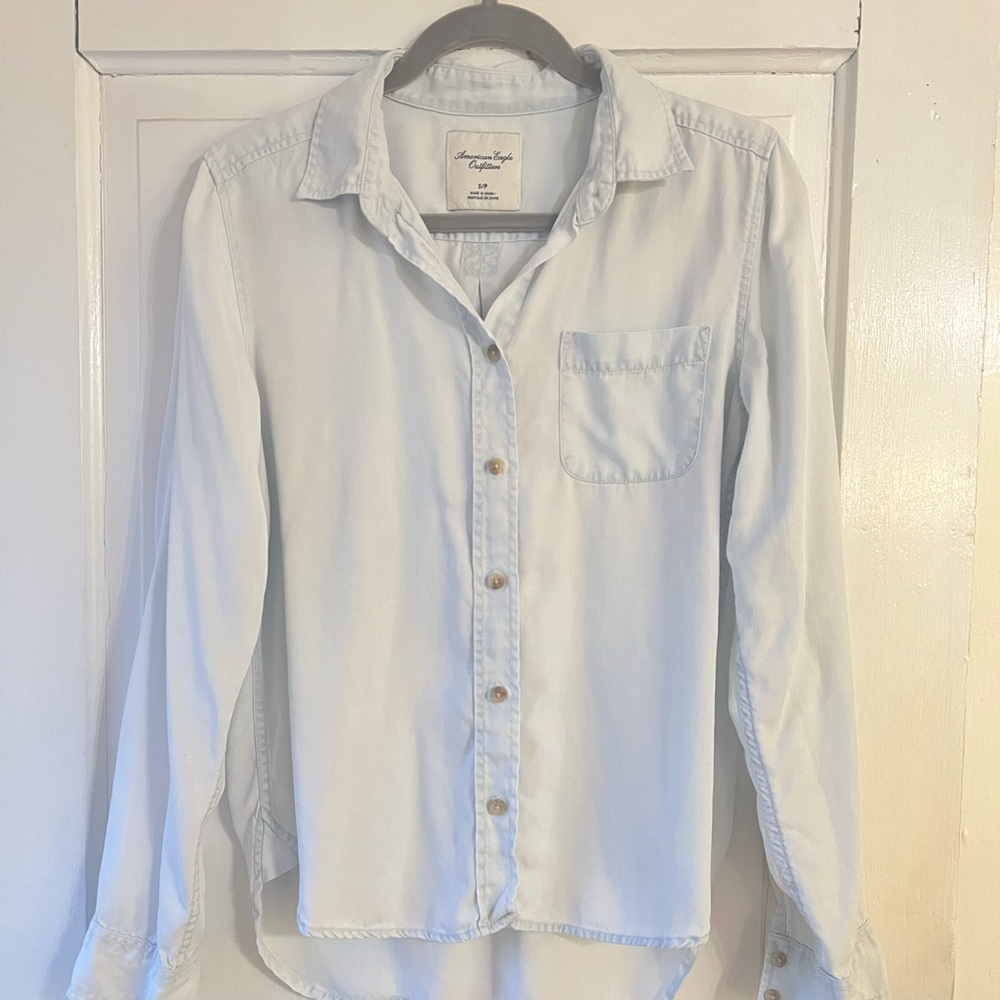 American Eagle Outfitters Light Blue Flowy Button Down Shirt
